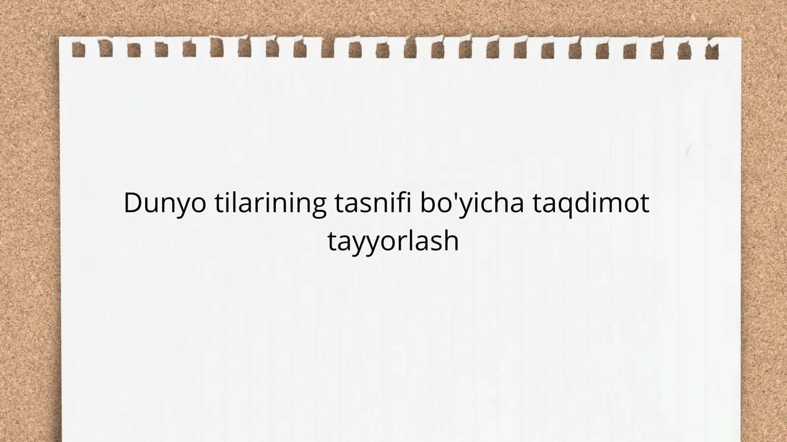 Dunyo tillarining tasnifi