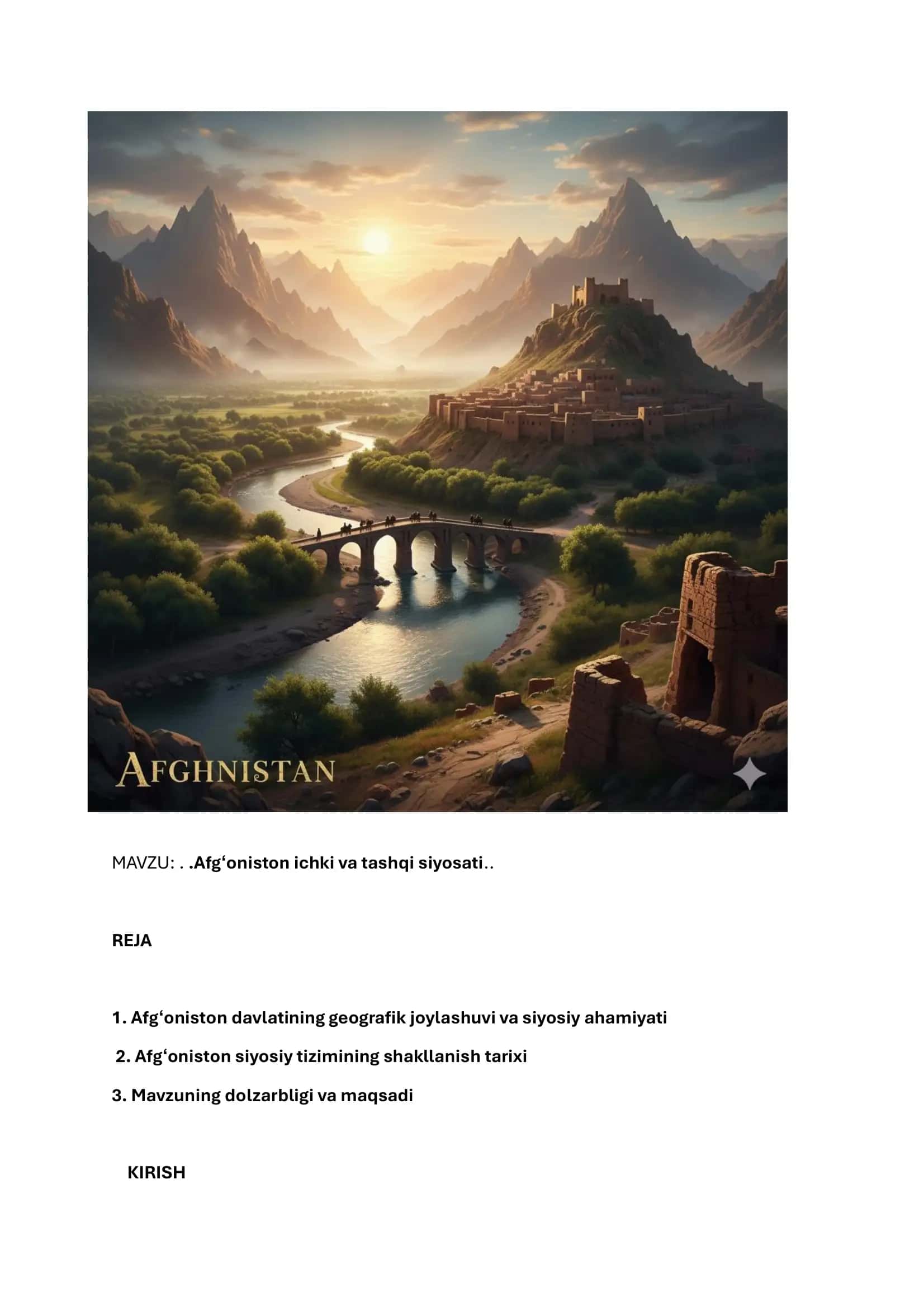 Afgʻoniston ichki va tashqi siyosati