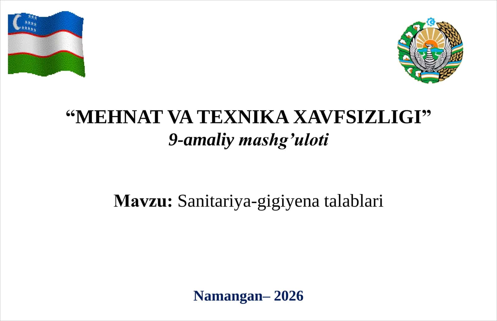 Sanitariya-gigiyena talablari