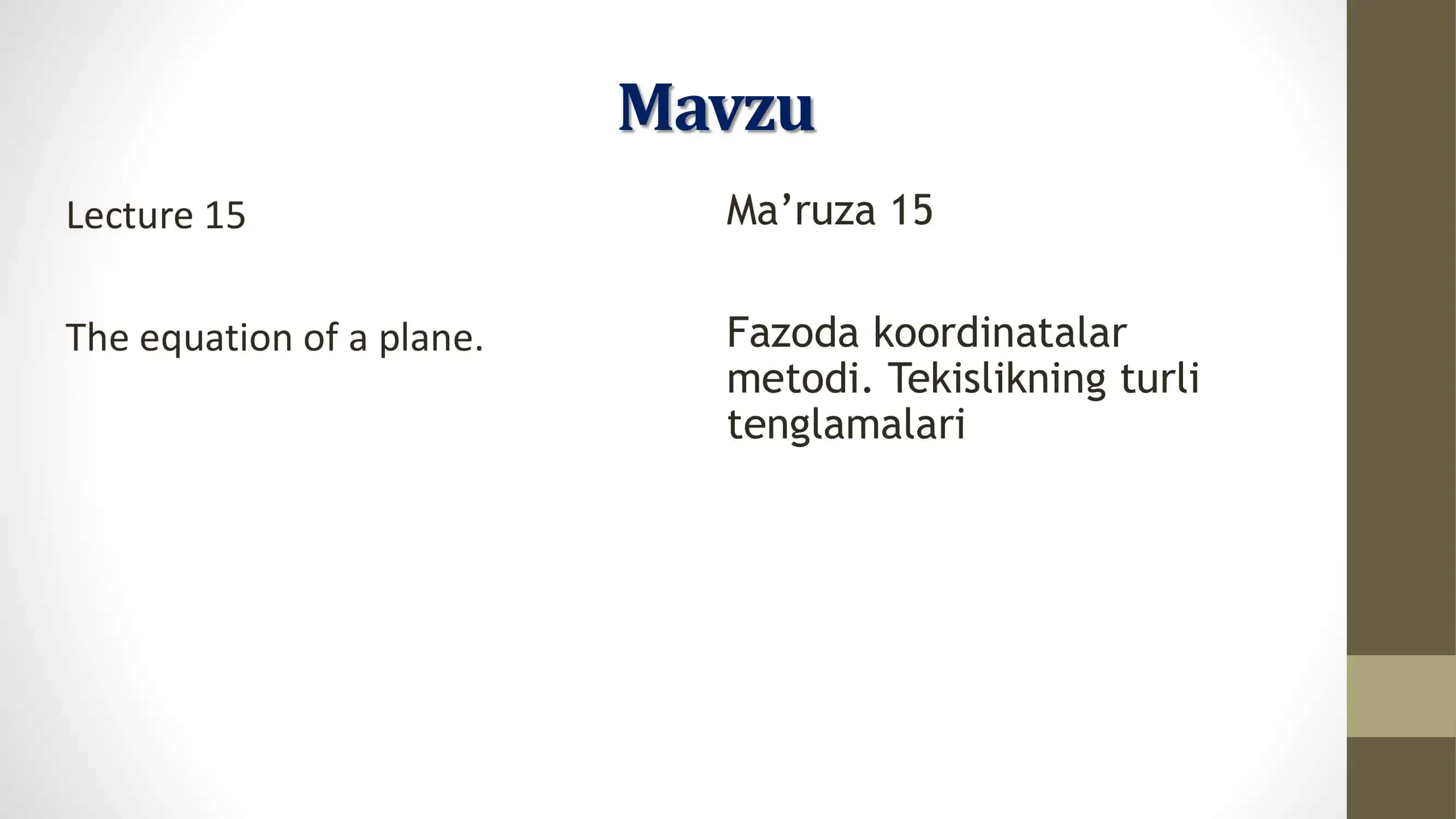 Fazoda koordinatalar metodi