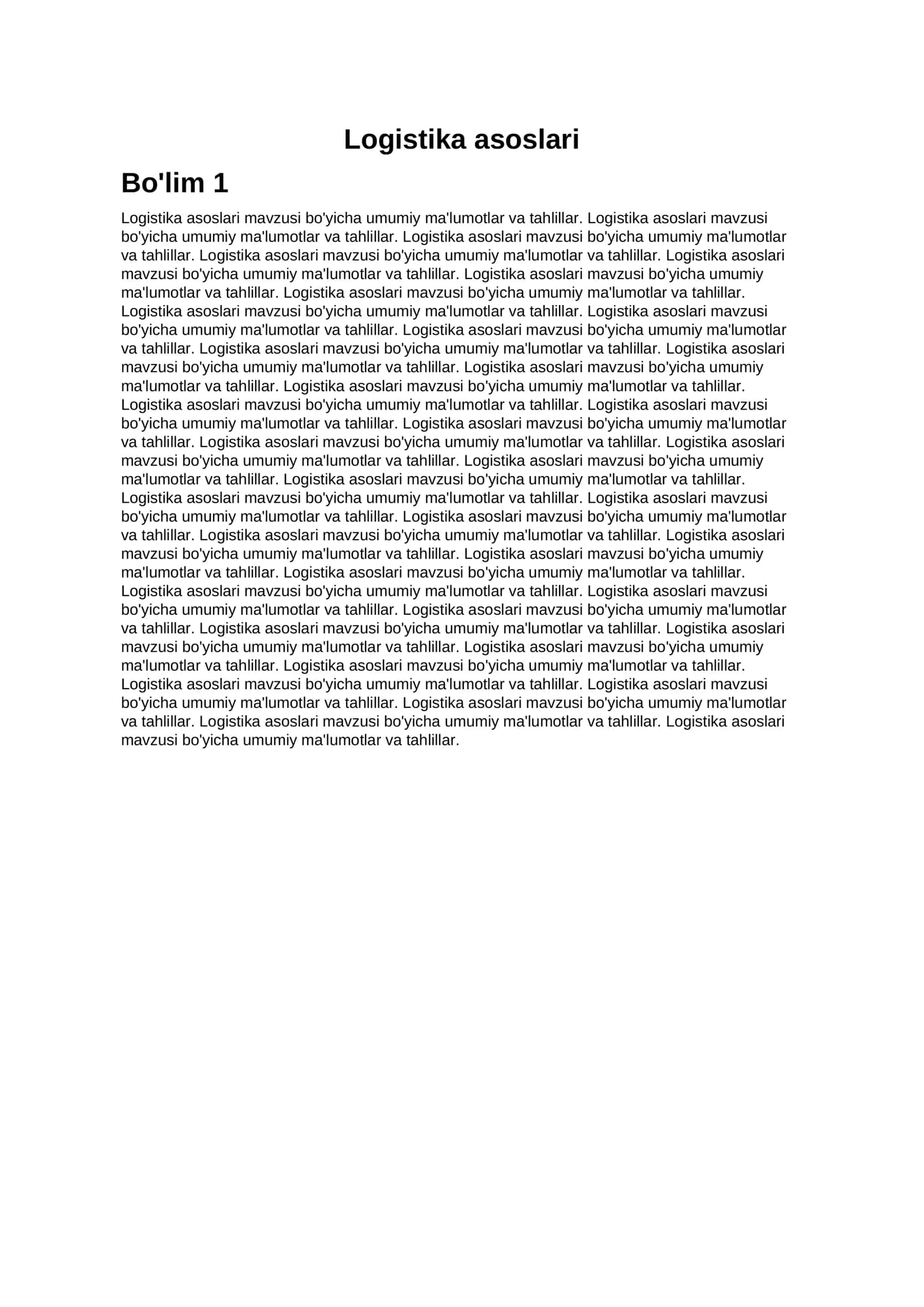 Logistika asoslari
