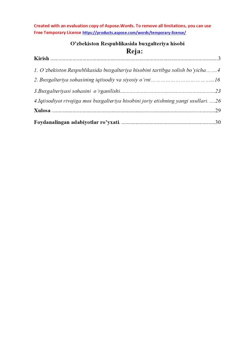 O’zbekiston Respublikasida buxgalteriya hisobi