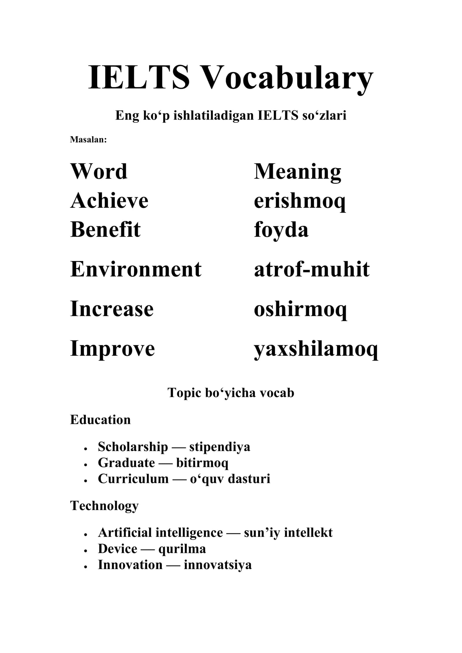 IELTS Vocabulary