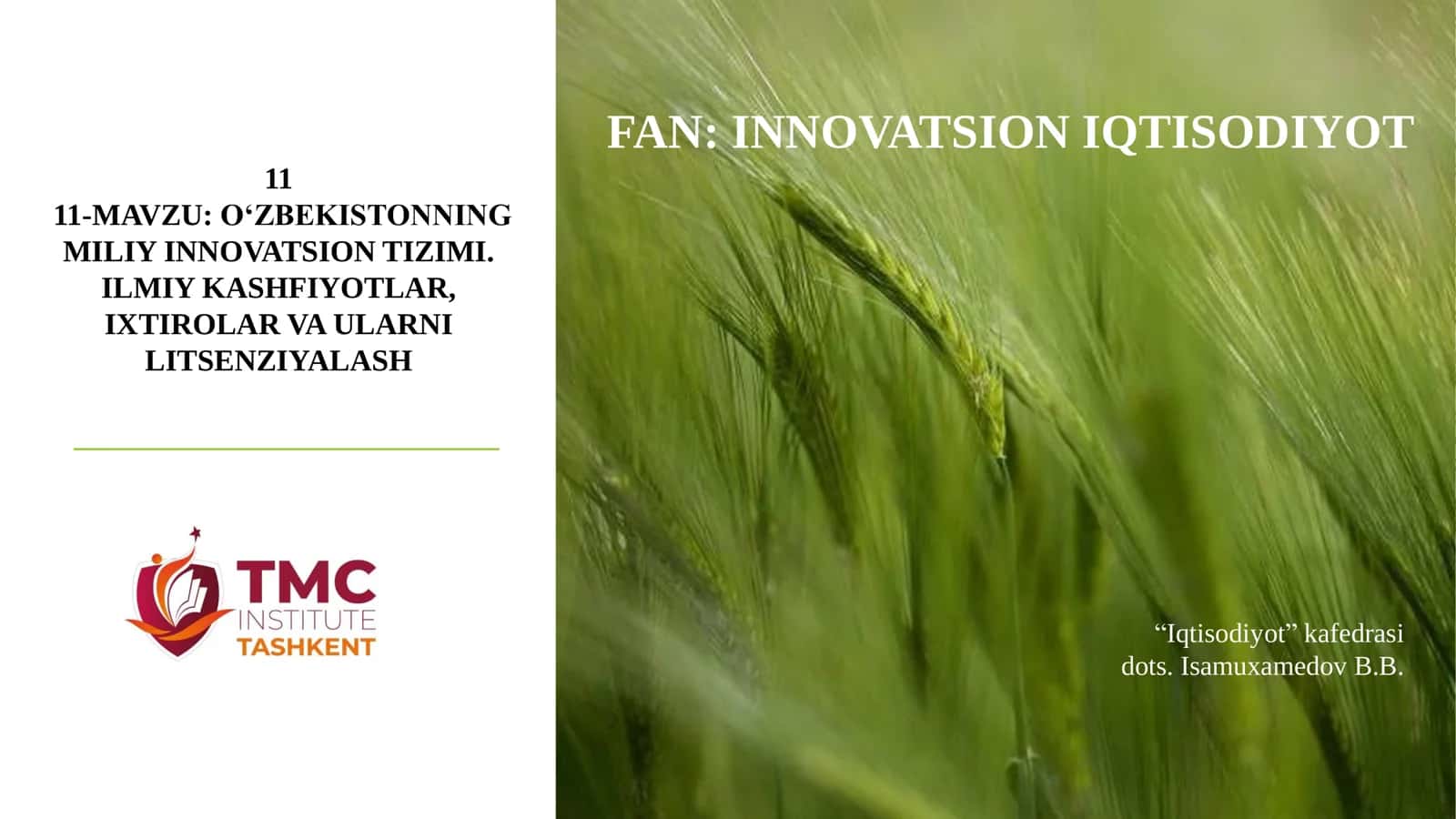 FAN: INNOVATSION IQTISODIYOT
