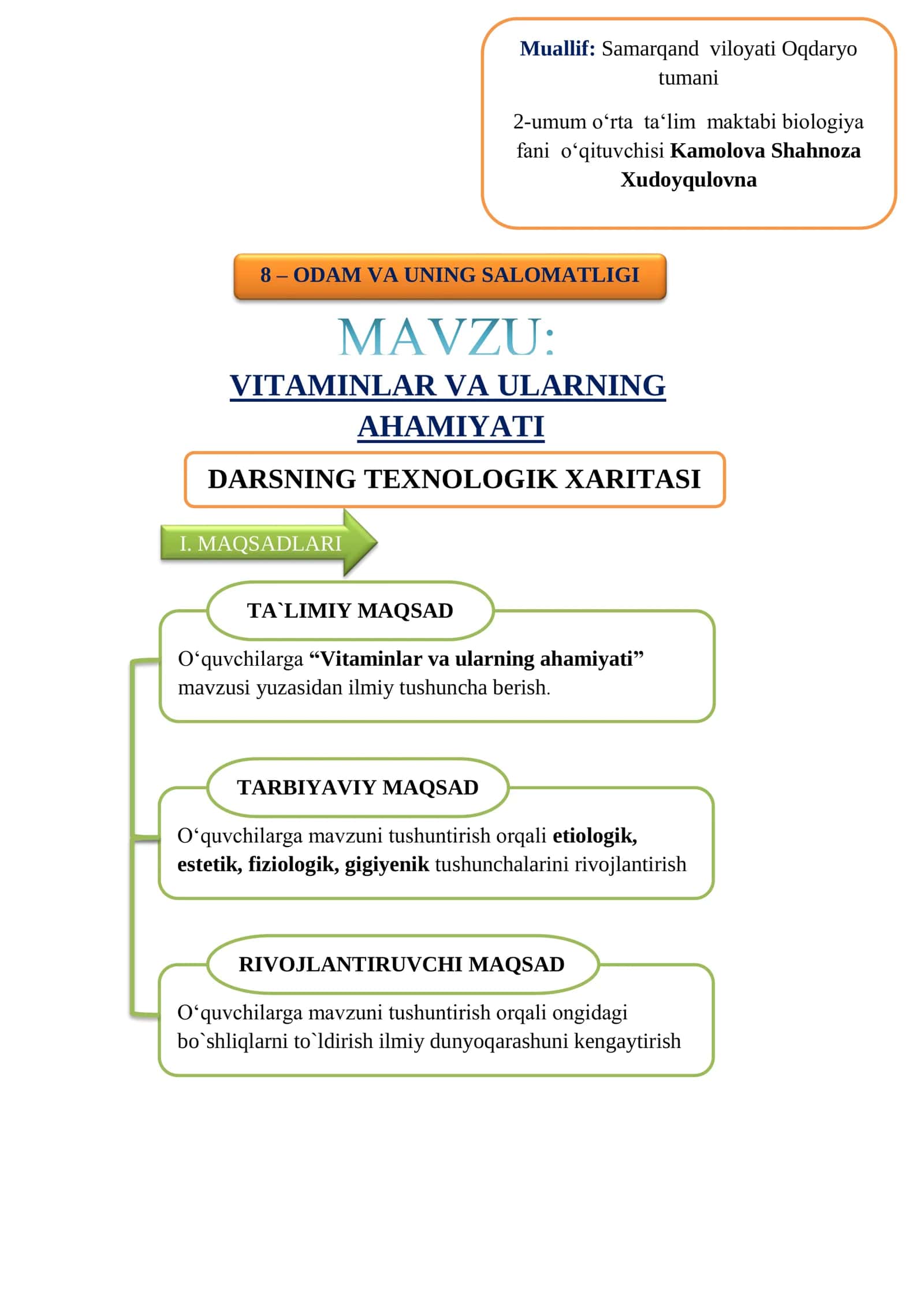 Vitaminlar va ularning ahamiyati
