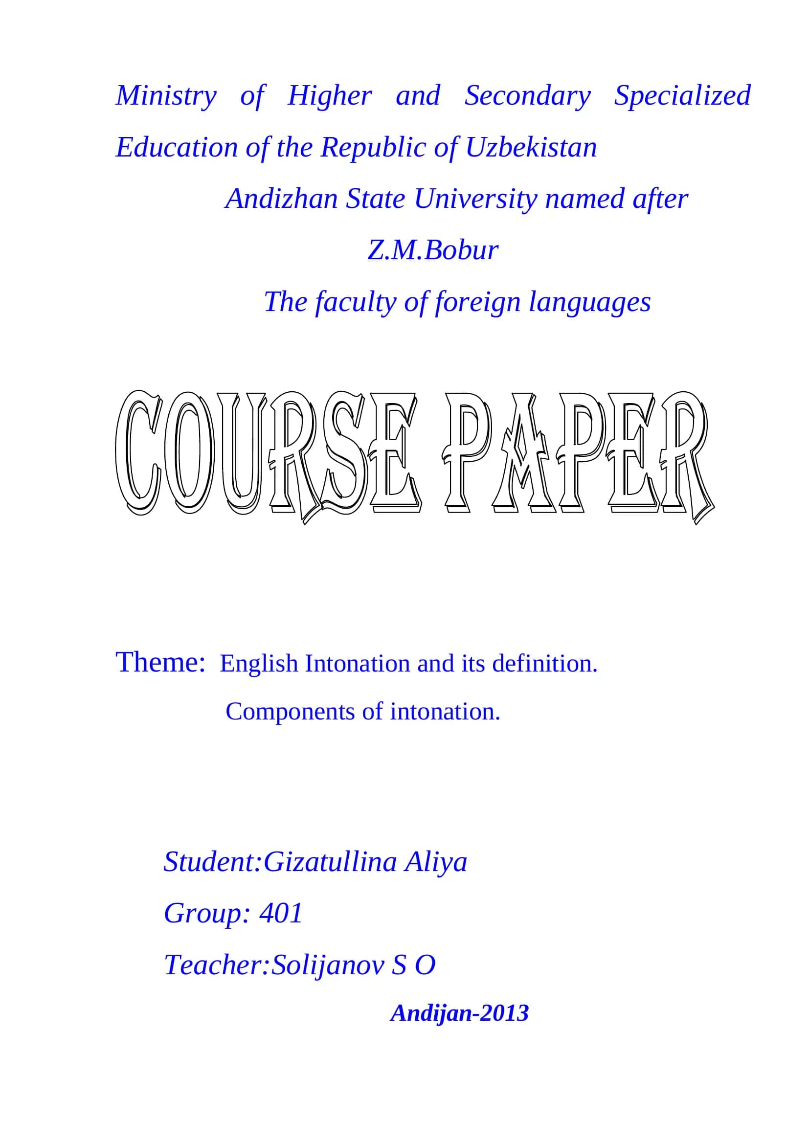 English Intonation and its definition