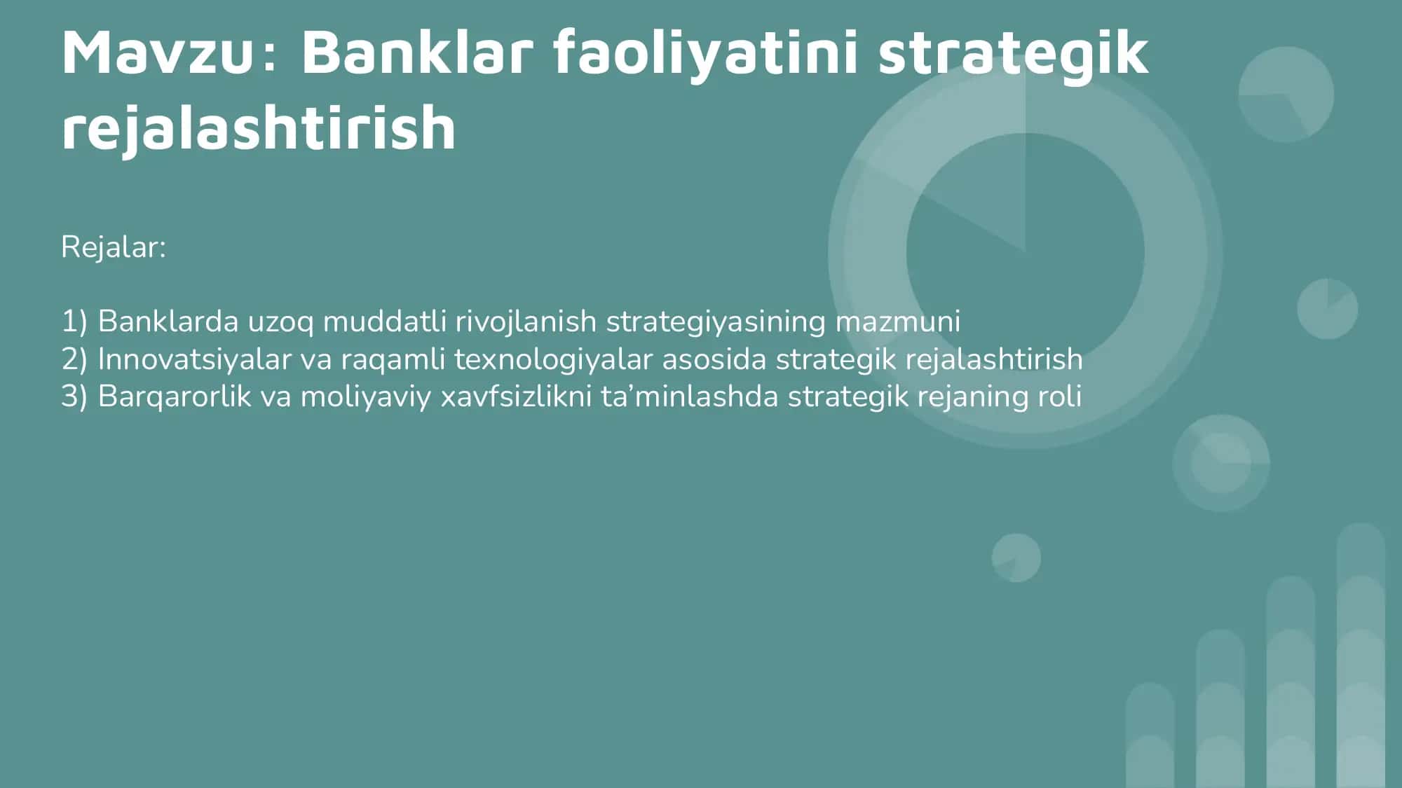 Banklar faoliyatini strategik rejalashtirish