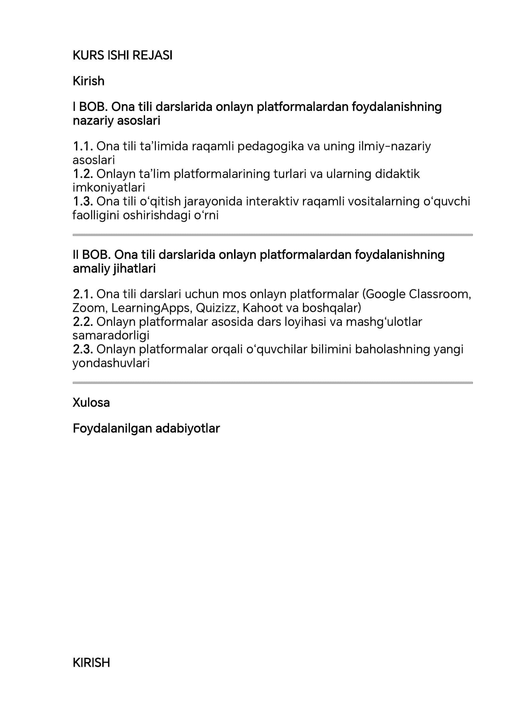 Ona tili darslarida online platformalarda foydalanish