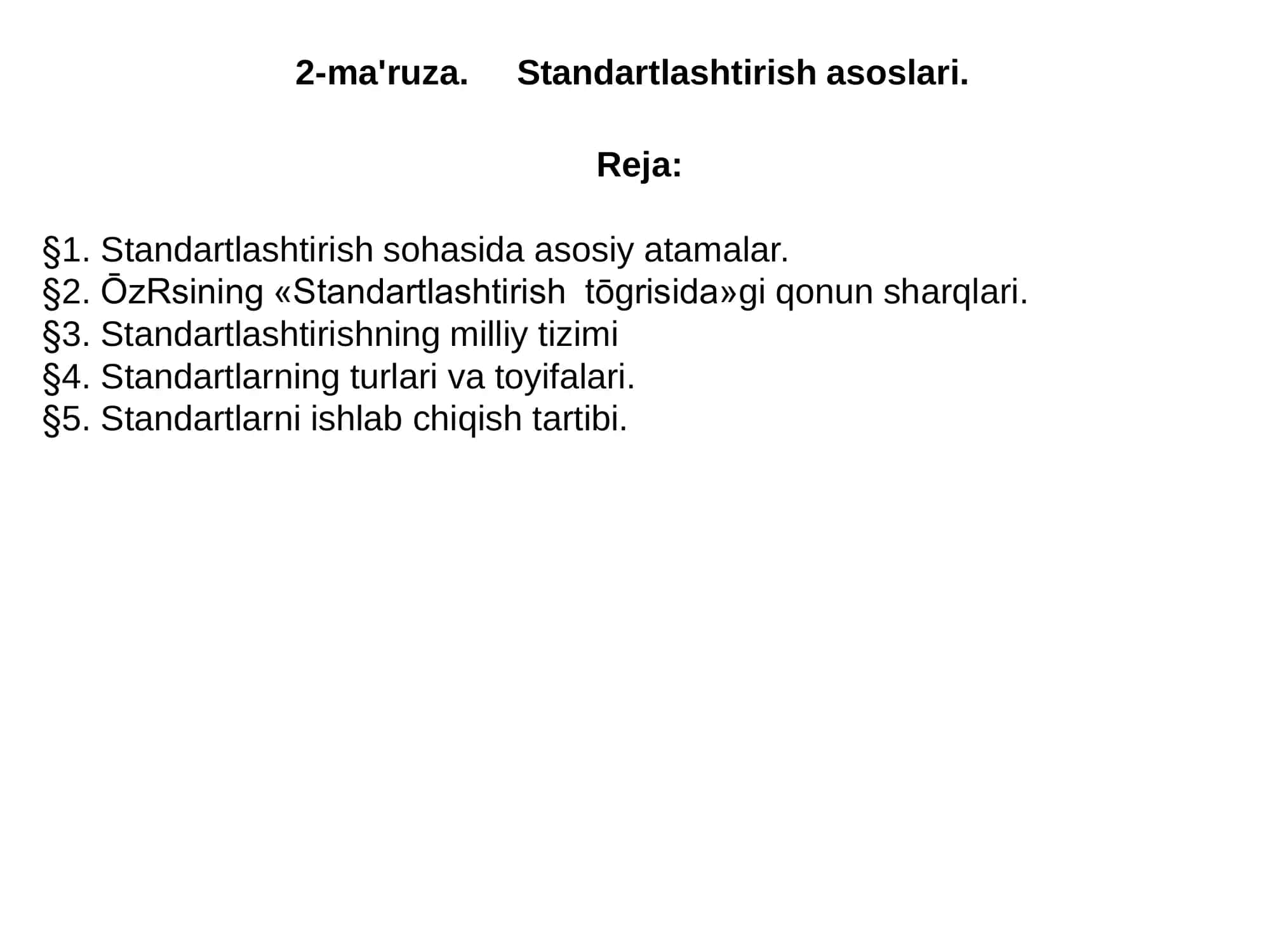 Standartlashtirish asoslari