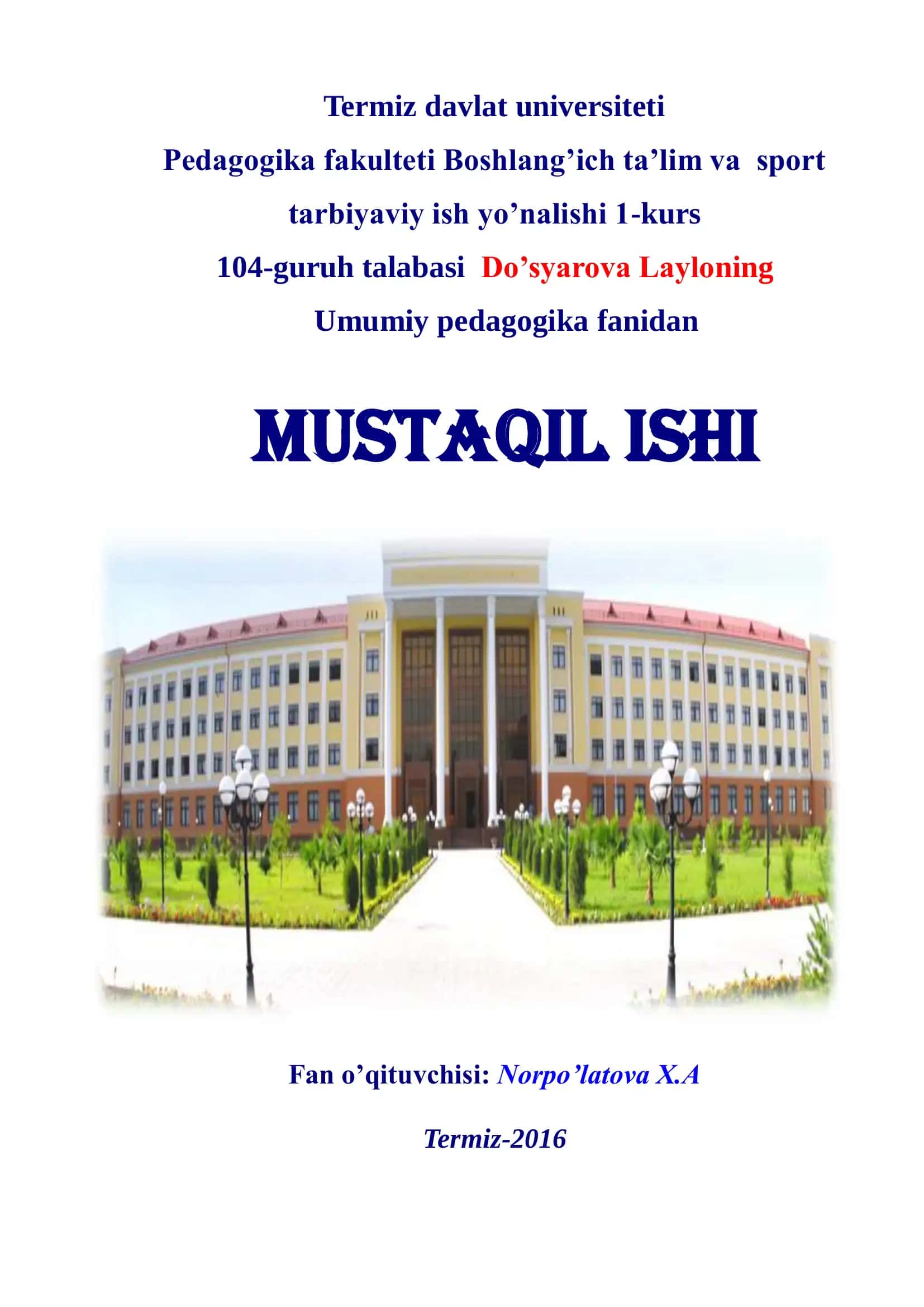 Islom Karimovning ma’naviy tarbiya haqidagi g’oyalari