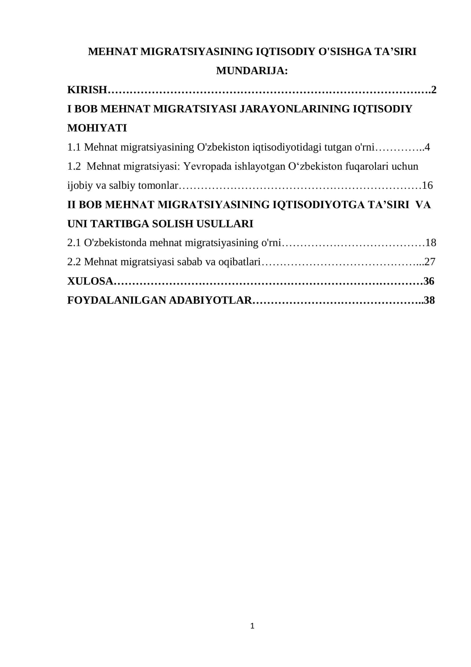 Mehnat Migratsiyasining Iqtisodiy O'sishga Ta'siri