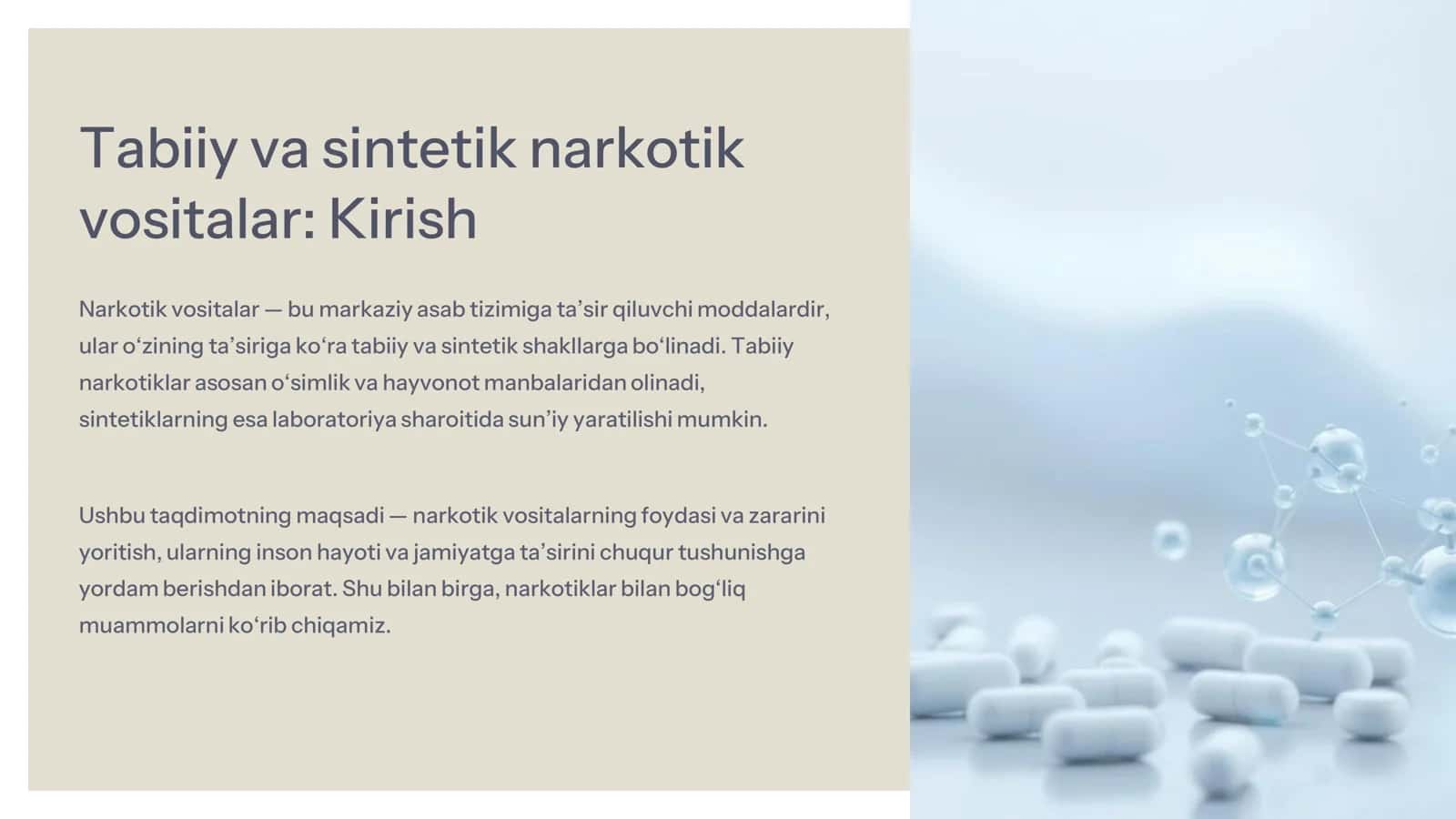 Tabiiy va sintetik narkotik vositalar