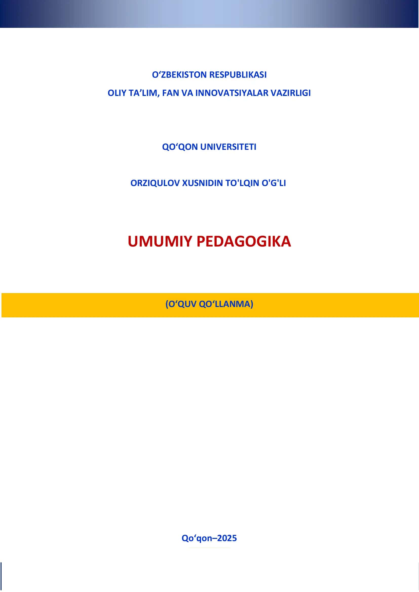 UMUMIY PEDАGОGIKА