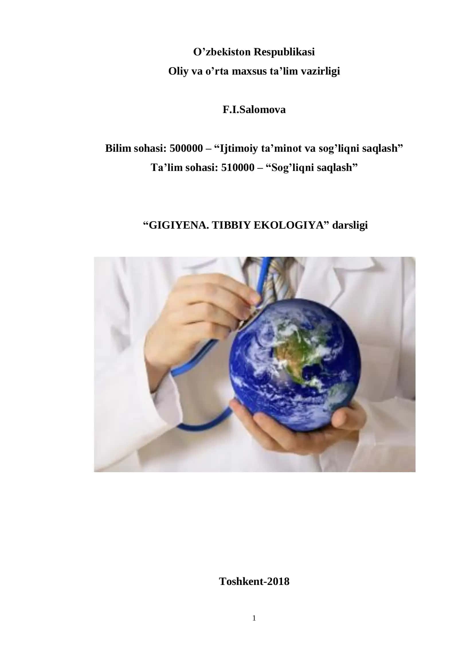 GIGIYENA. TIBBIY EKOLOGIYA darsligi