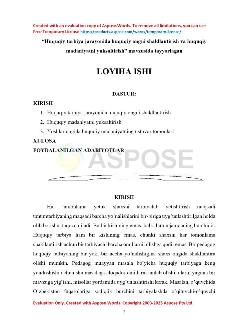 Huquqiy tarbiya jarayonida huquqiy ongni shakllantirish va huquqiy madaniyatni yuksaltirish