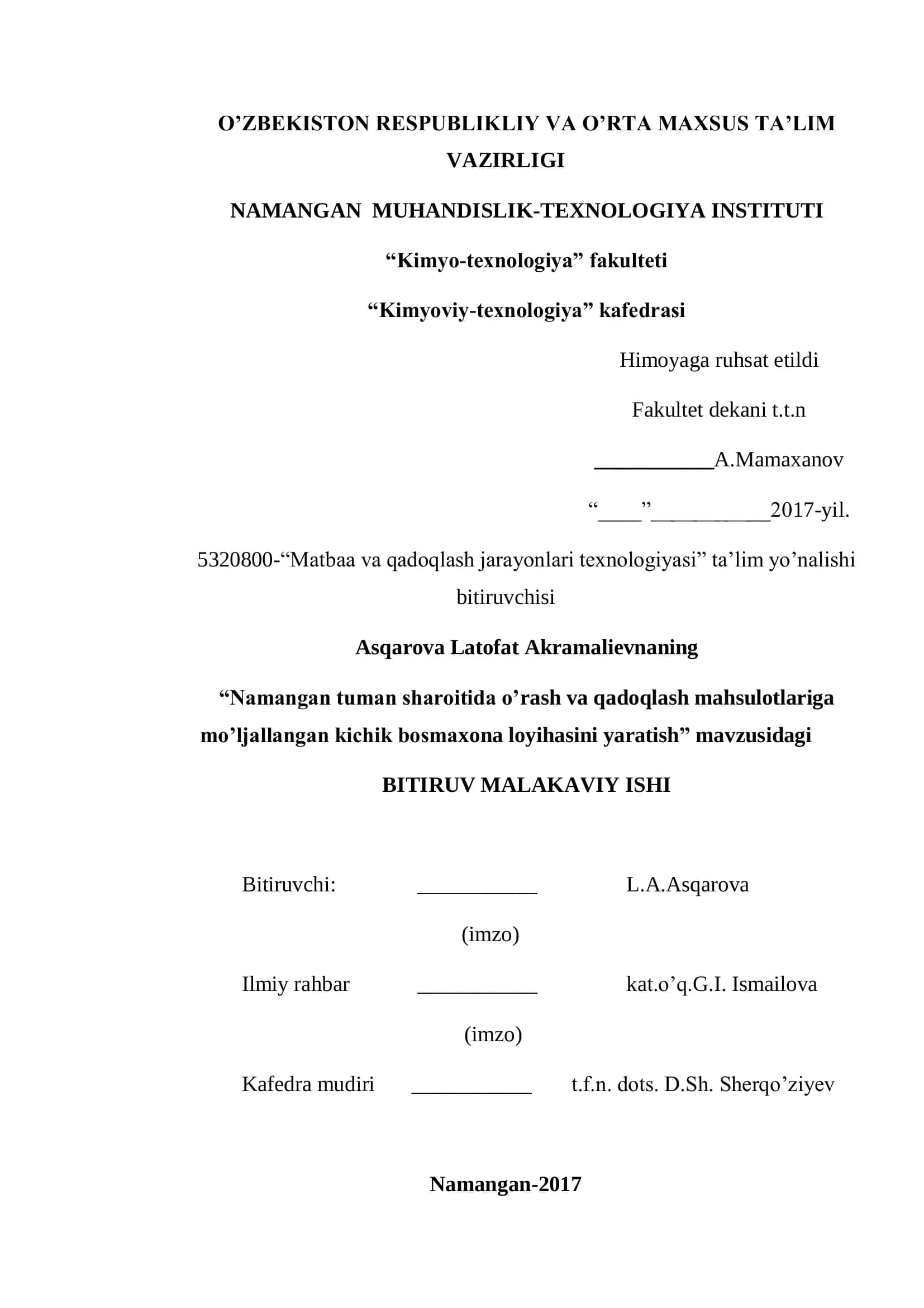 Namangan Muhandislik-TEXNOLOGIYA
