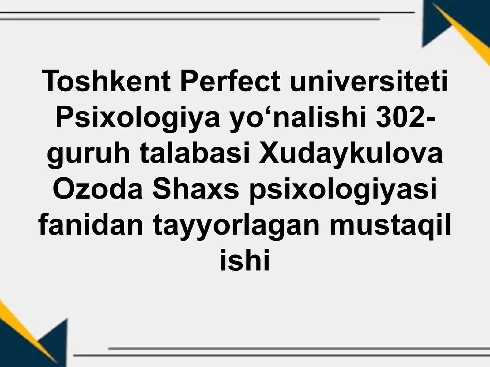 Stress va Shaxs psixologiyasi