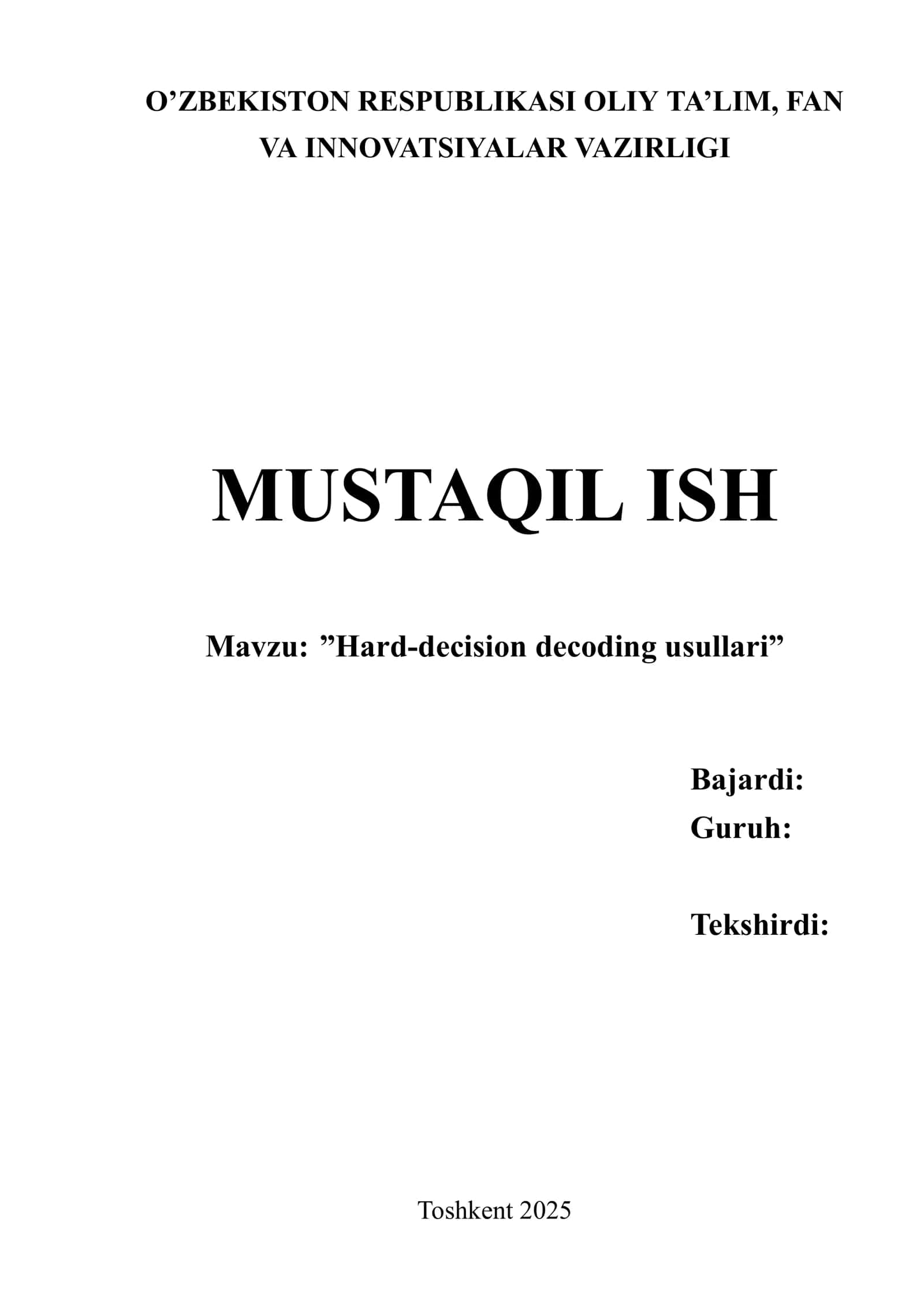 Hard-decision decoding usullari