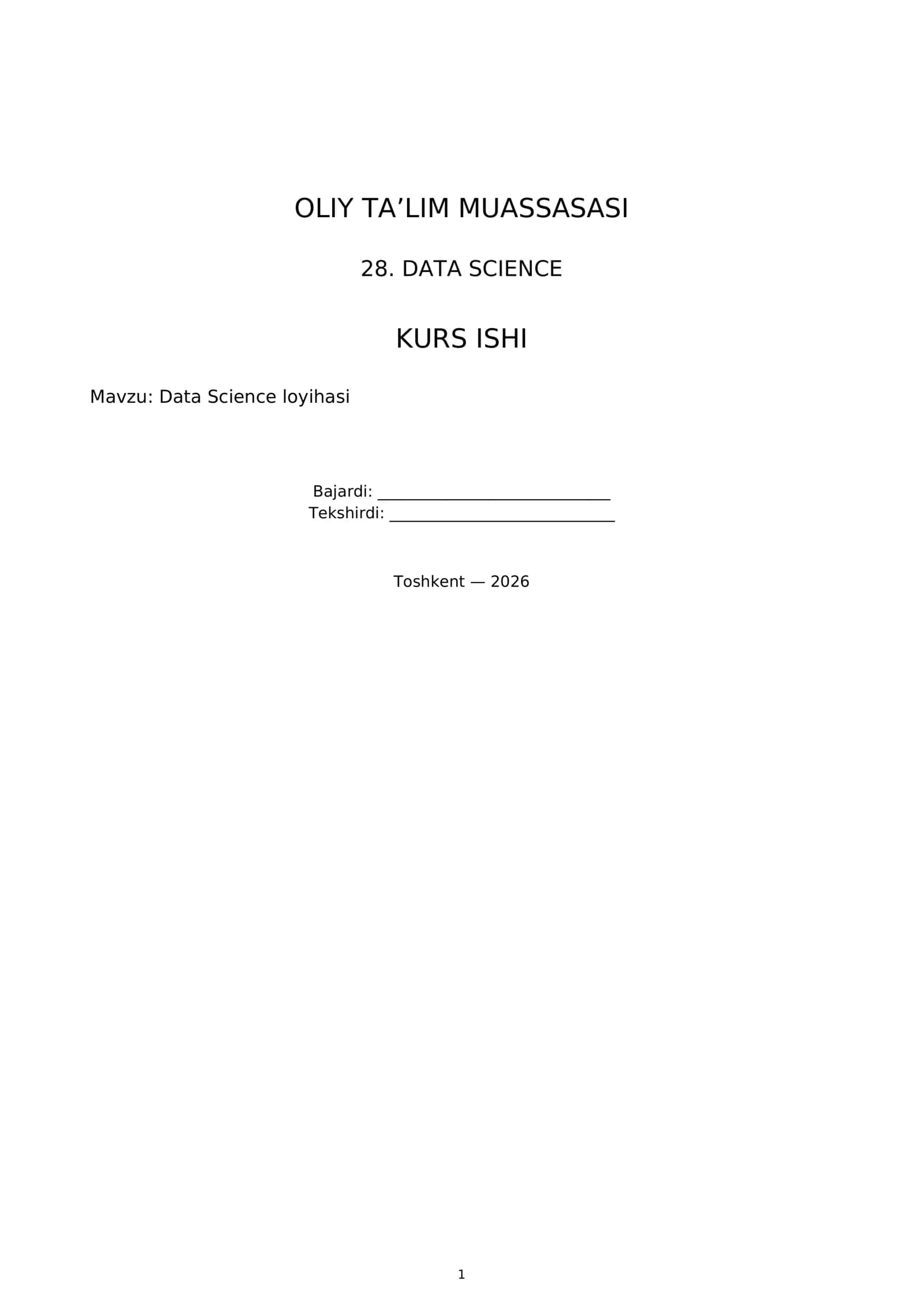 Data Science loyihasi