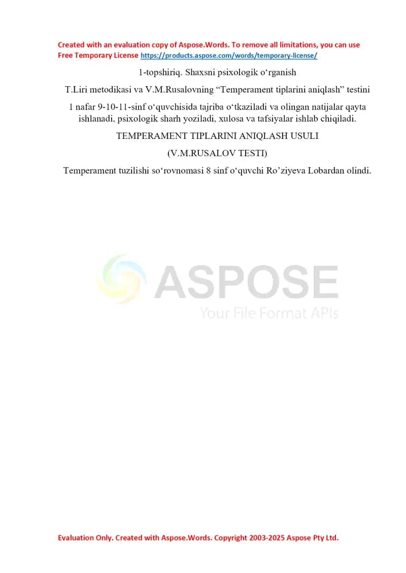 Temprament tajriba psixologik