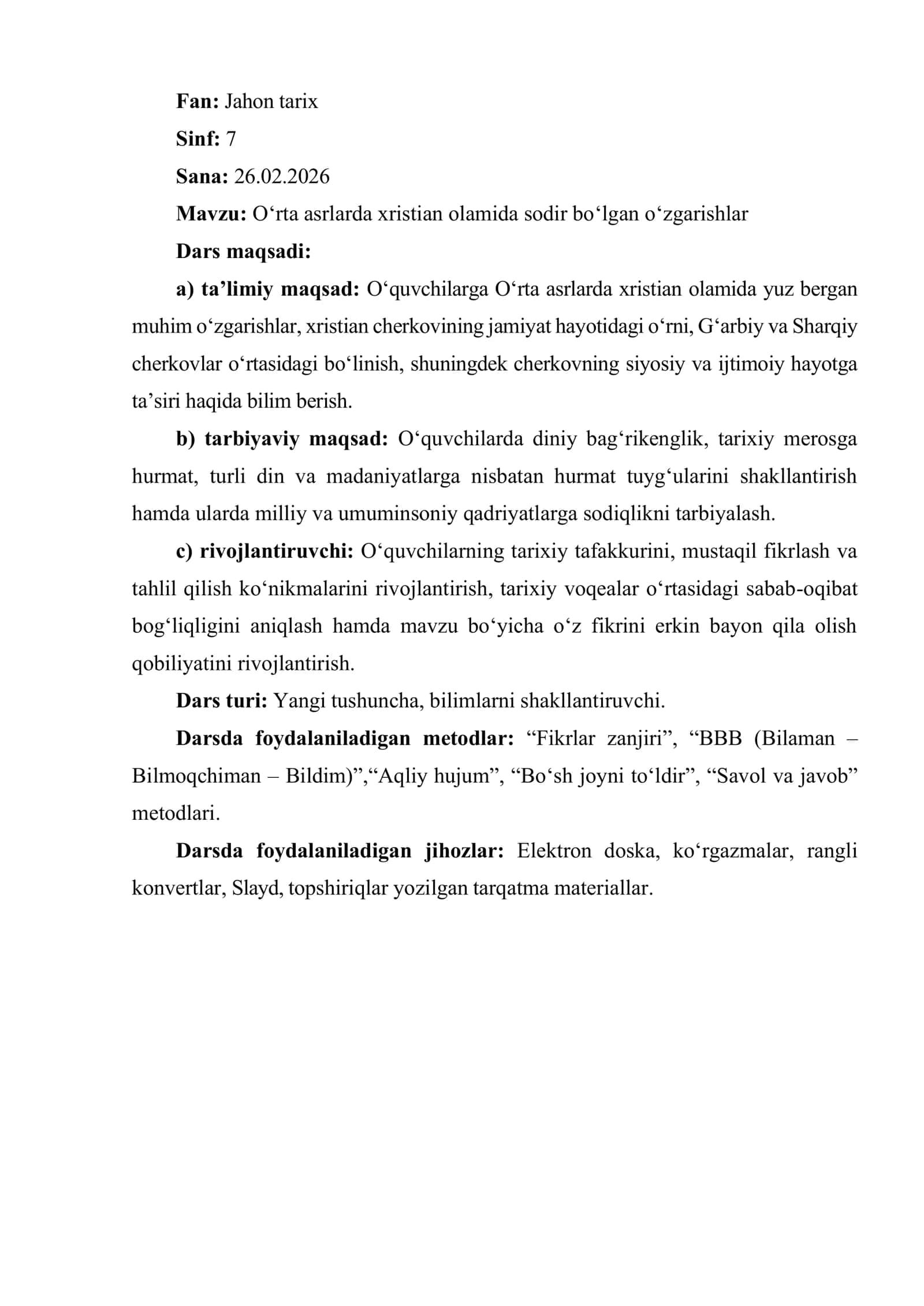 O‘rta asrlarda xristian olamida sodir bo‘lgan o‘zgarishlar