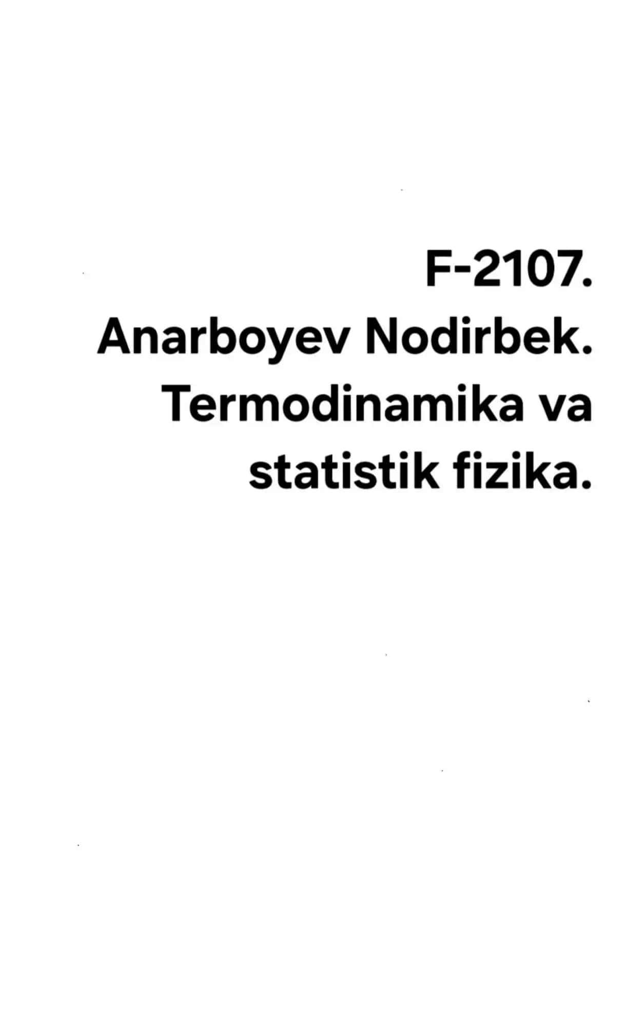 Termodinamika va statistik fizika