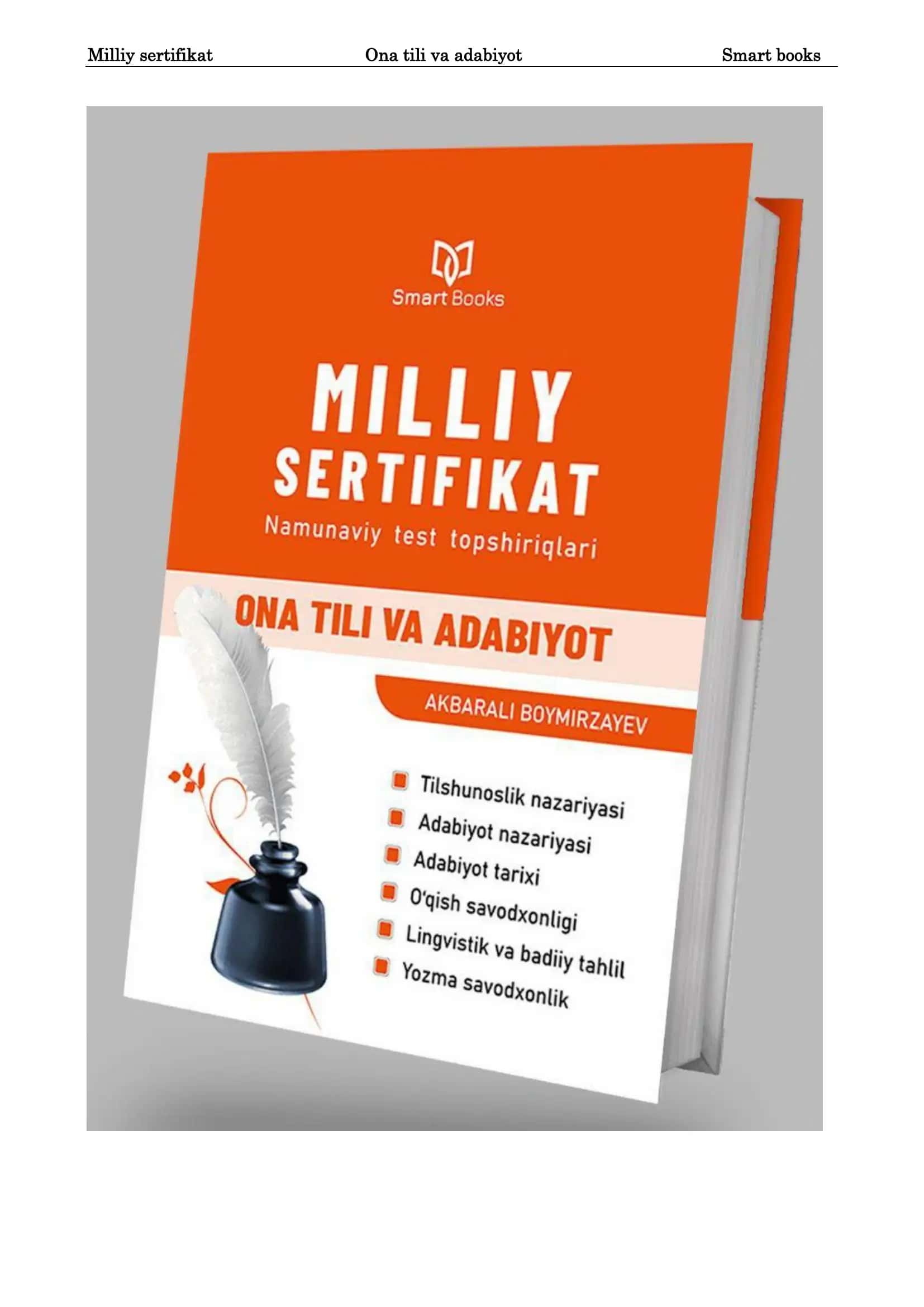 Milliy sertifikat Ona tili va adabiyot Smart books