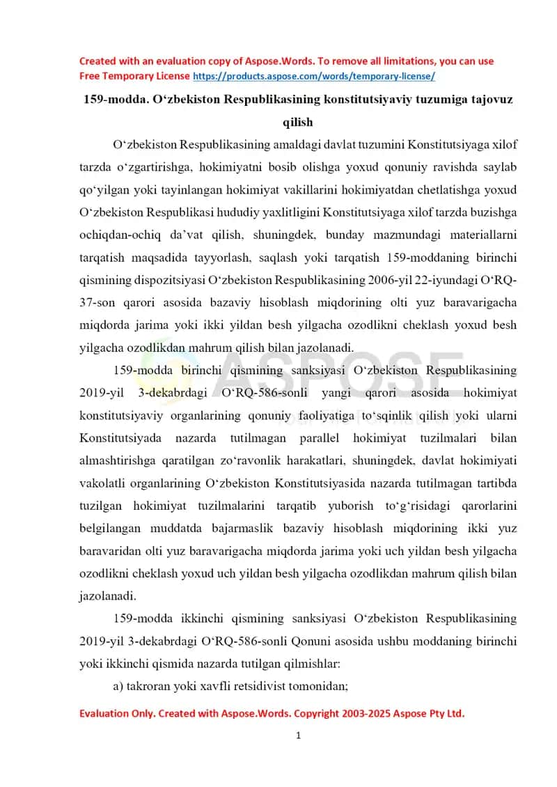 O‘zbekiston Respublikasining konstitutsiyaviy tuzumiga tajovuz qilish