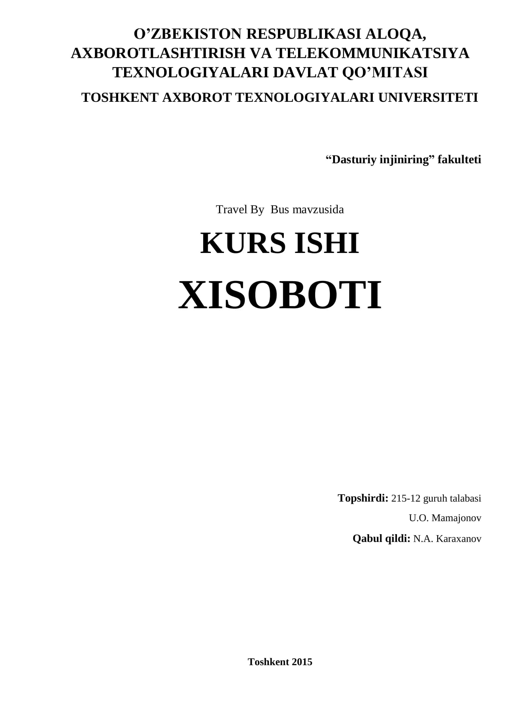 Travel By Bus KURS ISHI