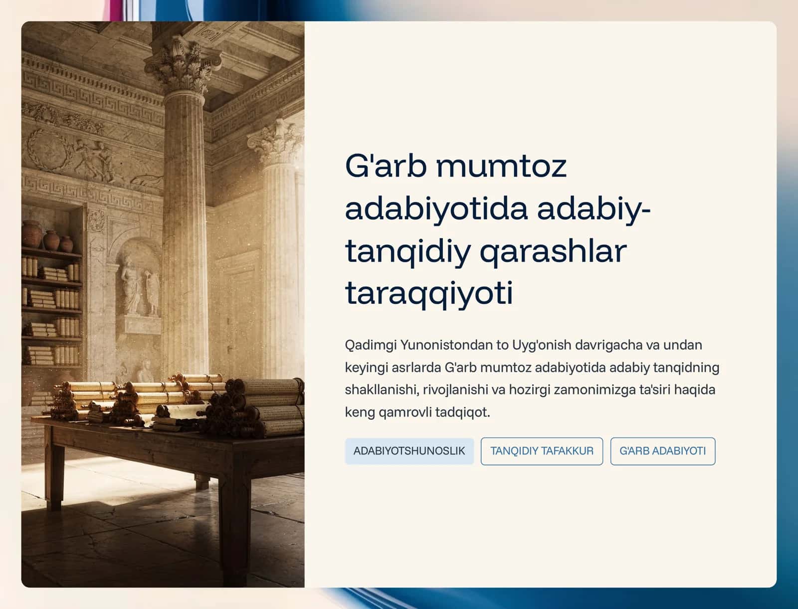 Adabiyotshunoslik TANQIDIY TAFAKKUR