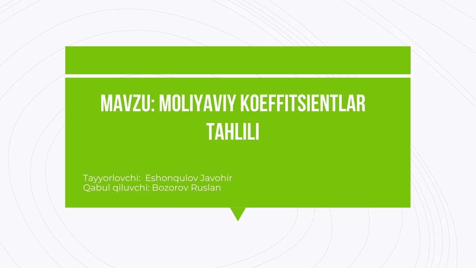 Moliyaviy koeffitsientlar tahlili