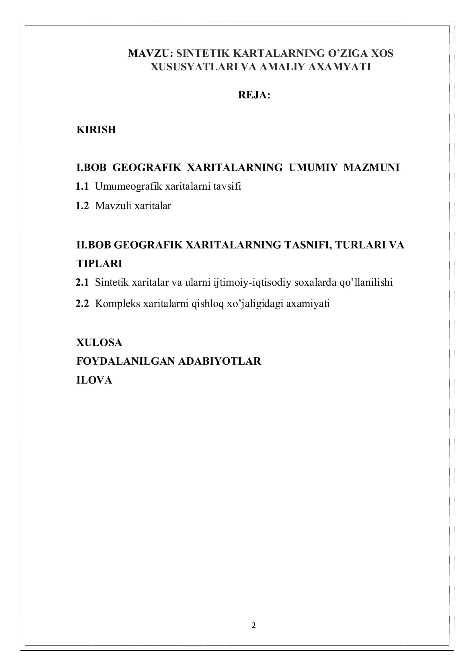SINTETIK KARTALARNING O’ZIGA XOS XUSUSYATLARI VA AMALIY AXAMYATI