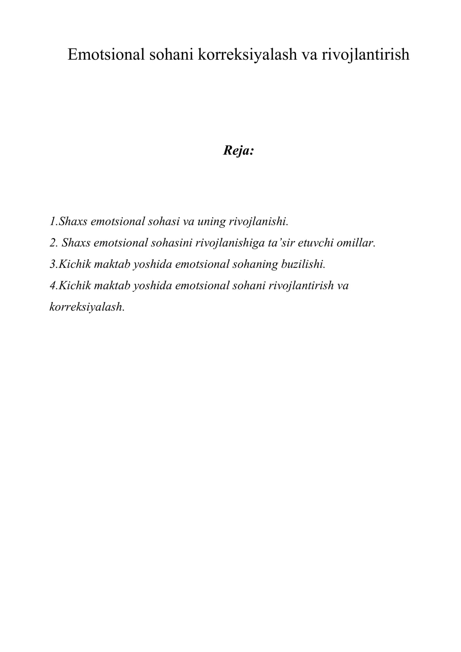 Emotsional sohani korreksiyalash va rivojlantirish