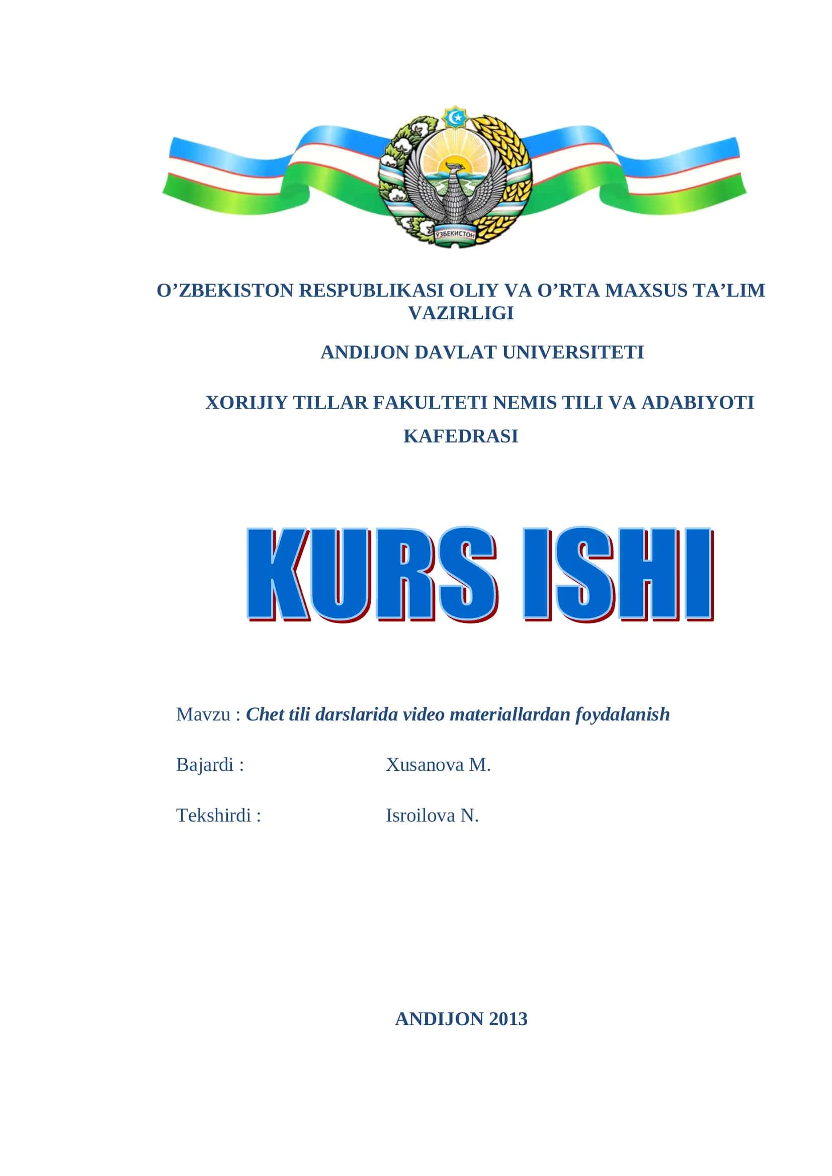 Chet tili darslarida video materiallardan foydalanish