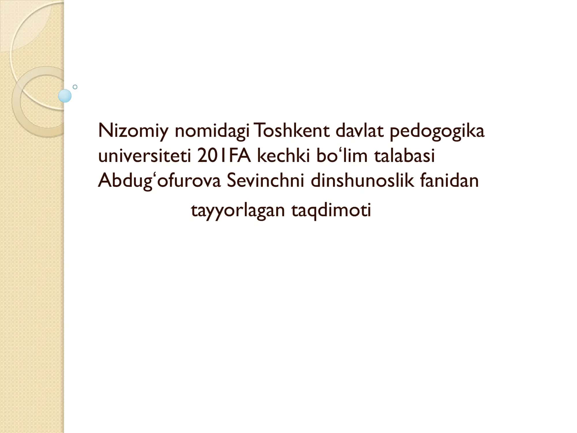 Zardushtiylik fanidan taqdimot