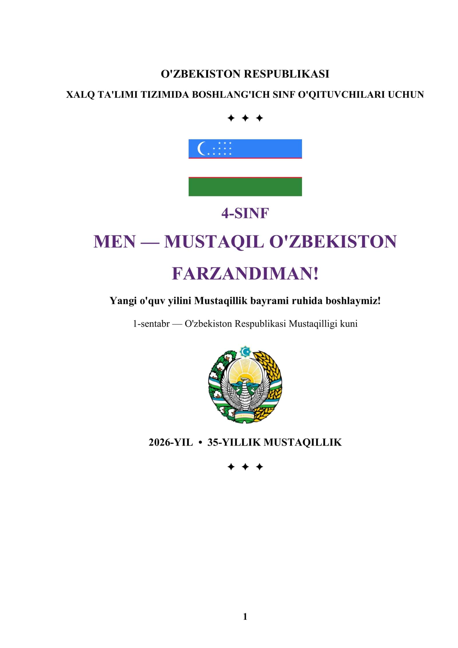 4-SINF DARS ISHLANMASI MUSTAQILLIK BAYRAMIGA