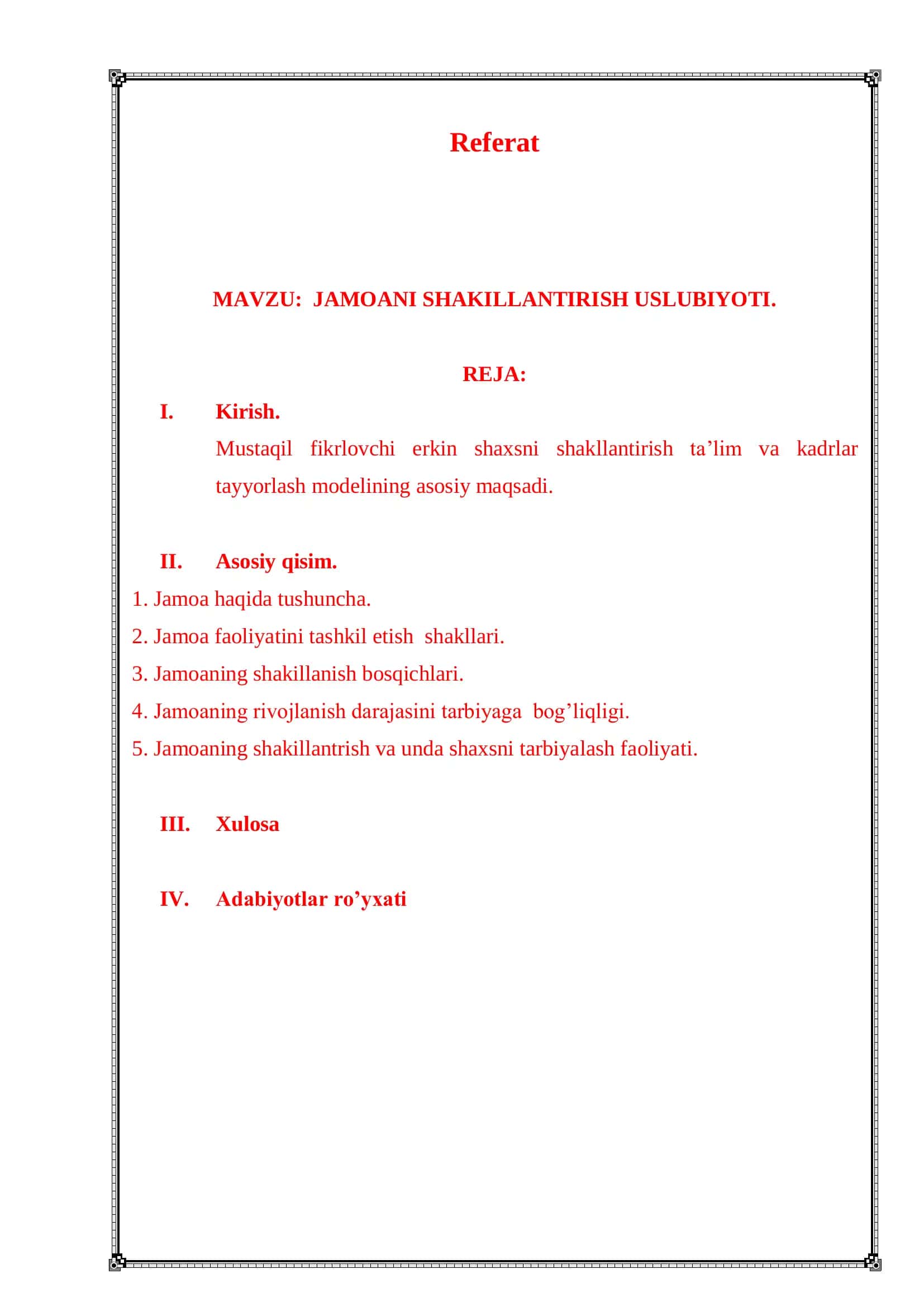 JAMOANI SHAKILLANTIRISH USLUBIYOTI