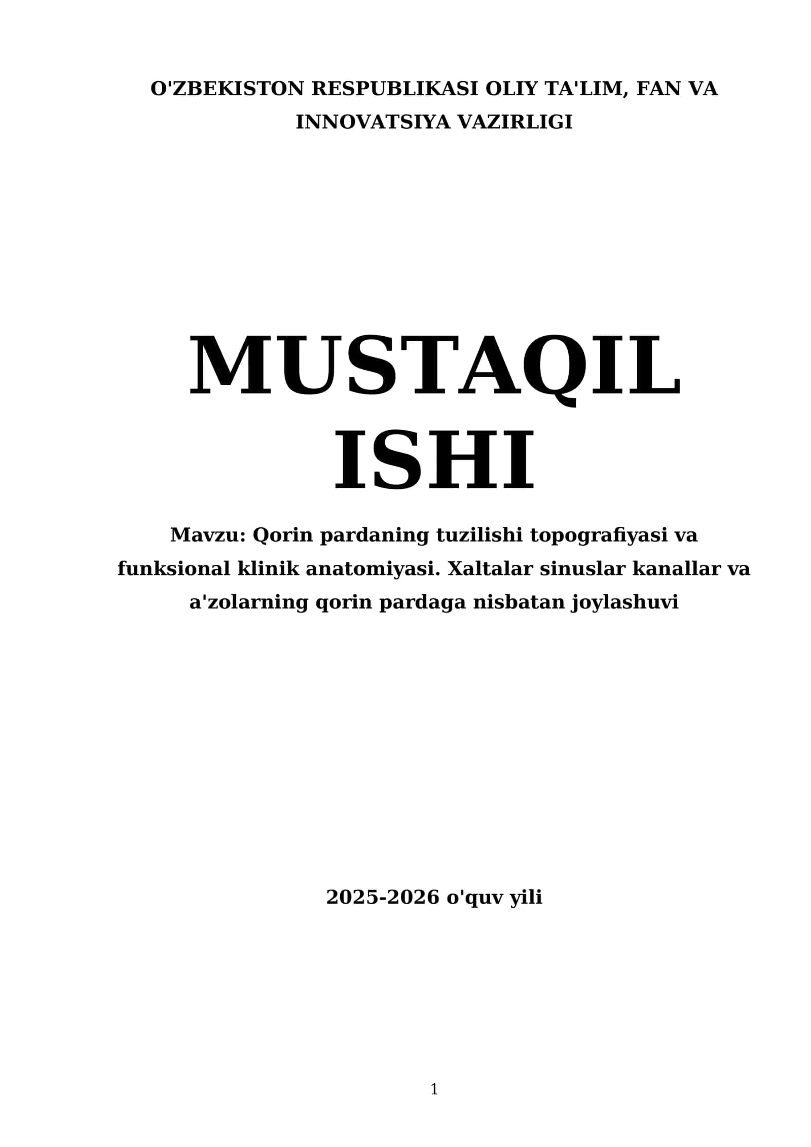 Qorin pardaning tuzilishi topografiyasi va funksional klinik anatomiyasi