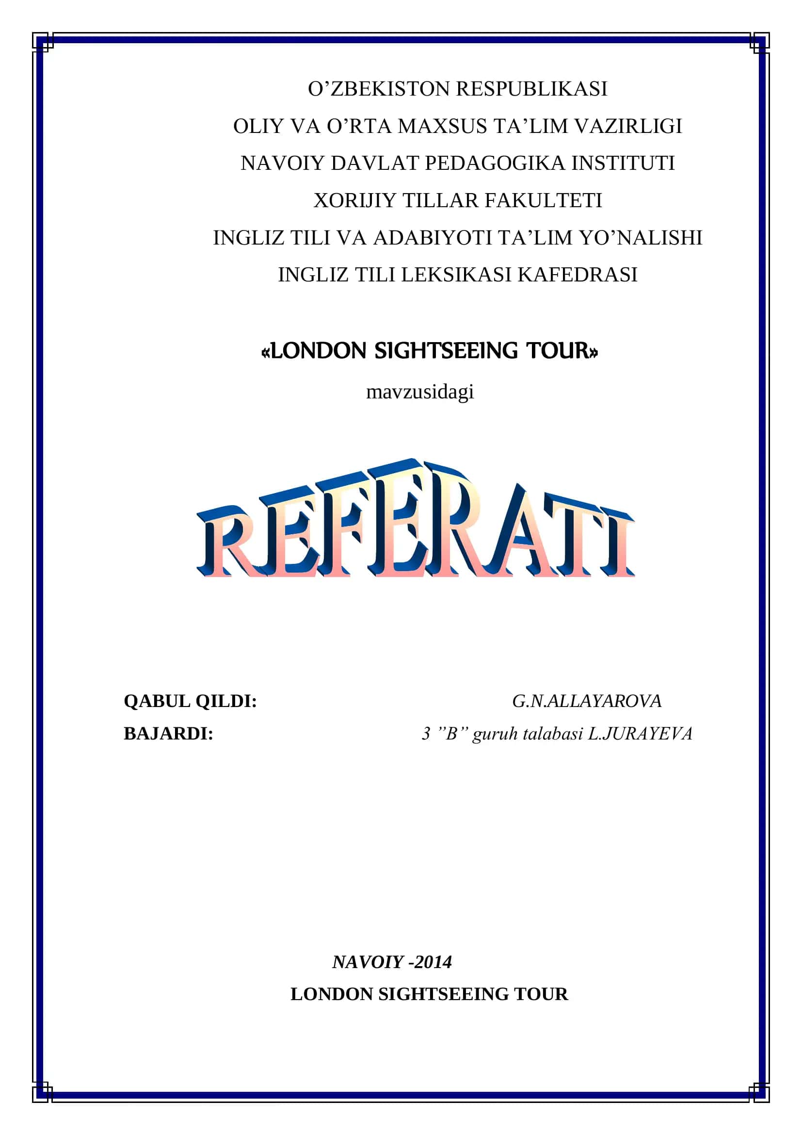 London Sightseeing Tour