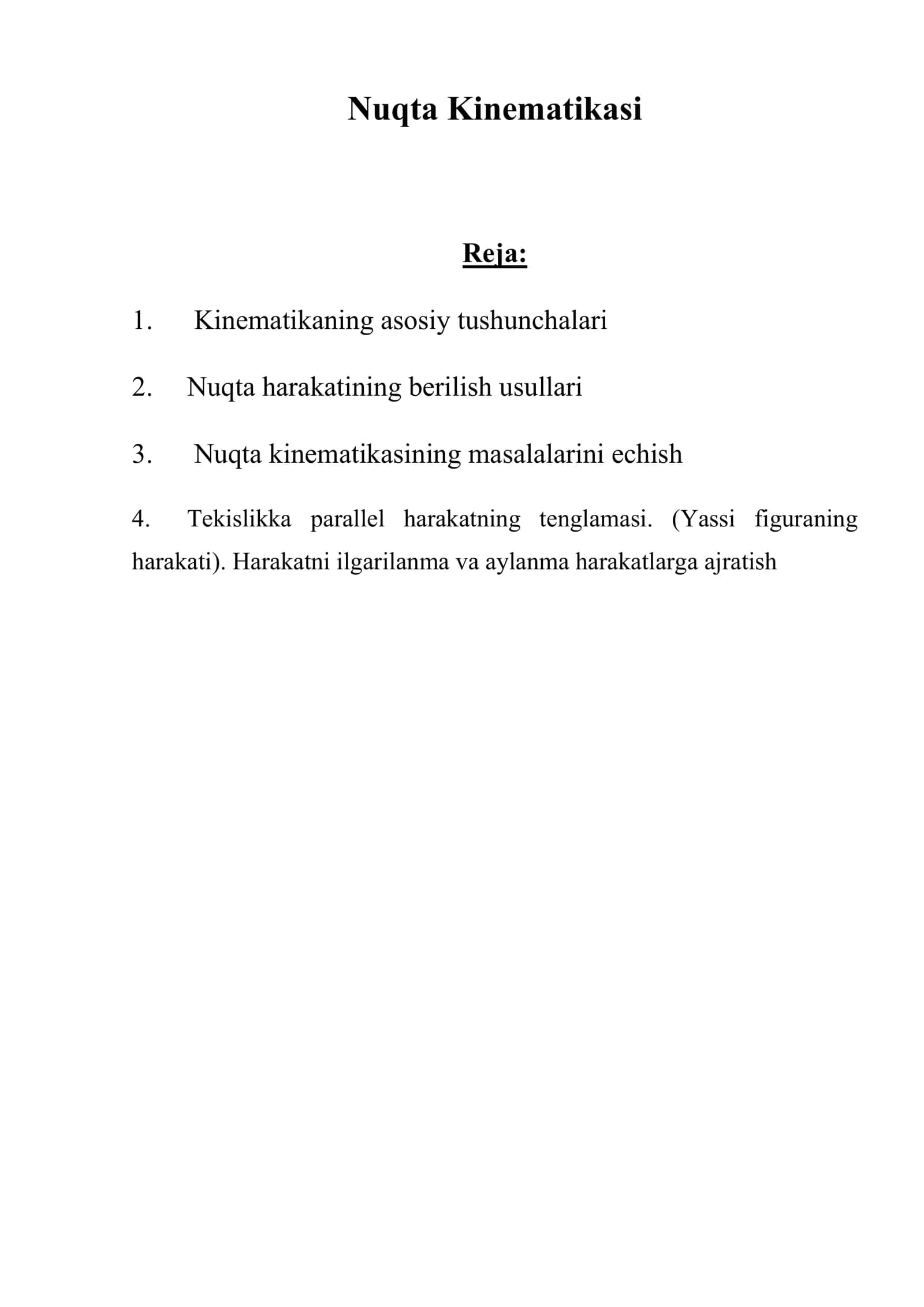 Nuqtа Kinеmаtikаsi