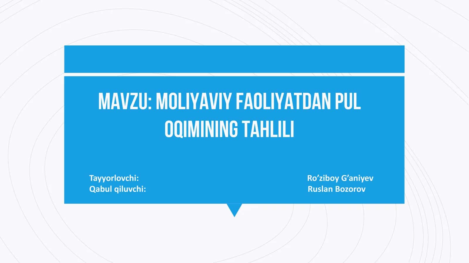 Moliyaviy faoliyatdan pul oqimining tahlili