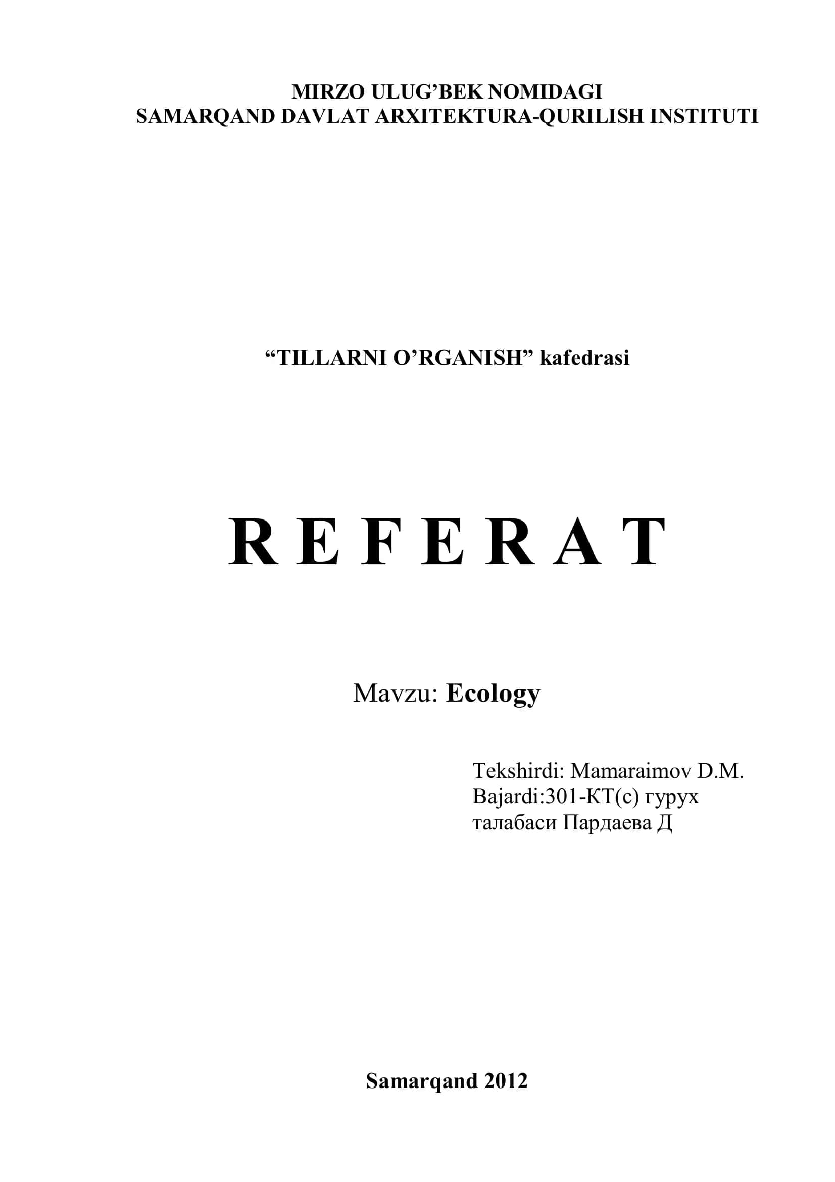 Ecology