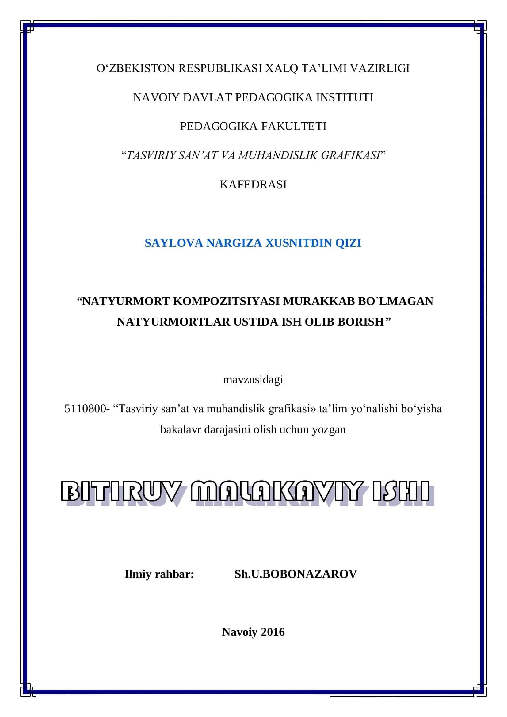 Tasviri San’at va Muhandislik Grafikasi