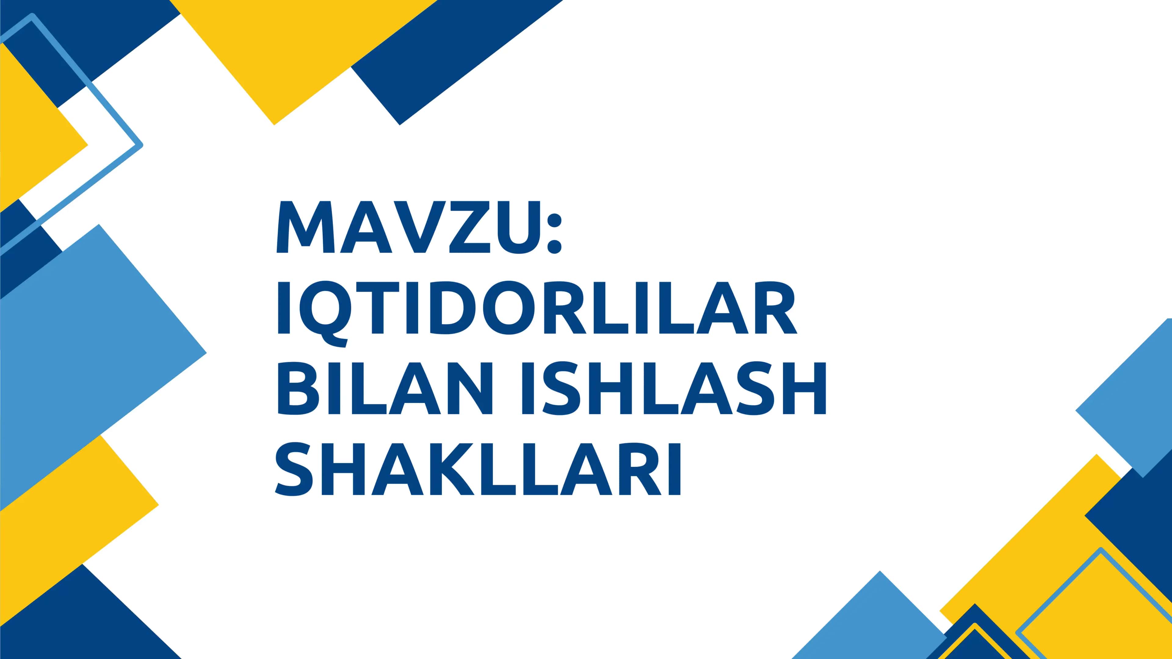 Iqtidorli bolalar bilan ishlash shakillari