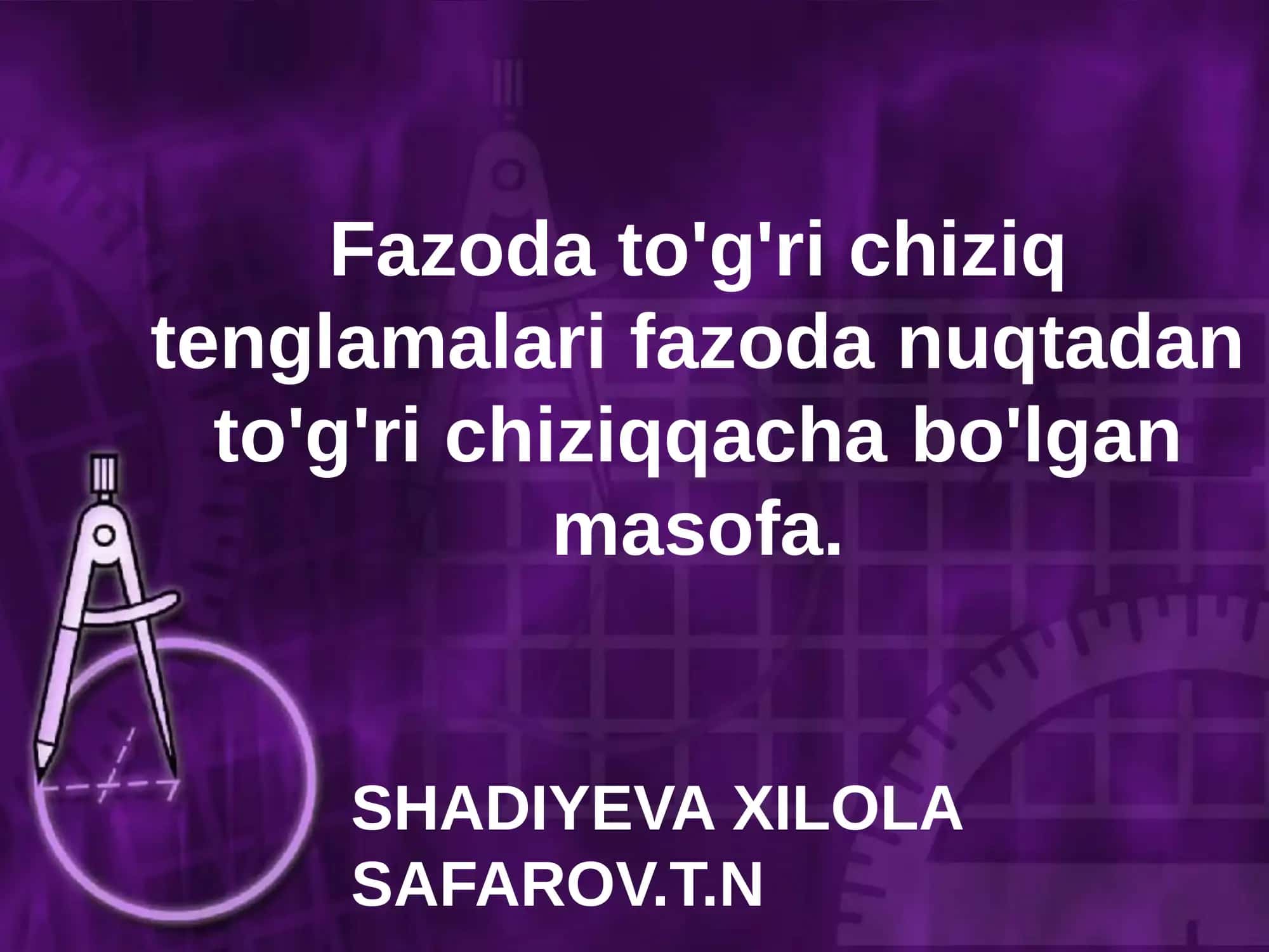 Fazoda to'g'ri chiziq tenglamalari
