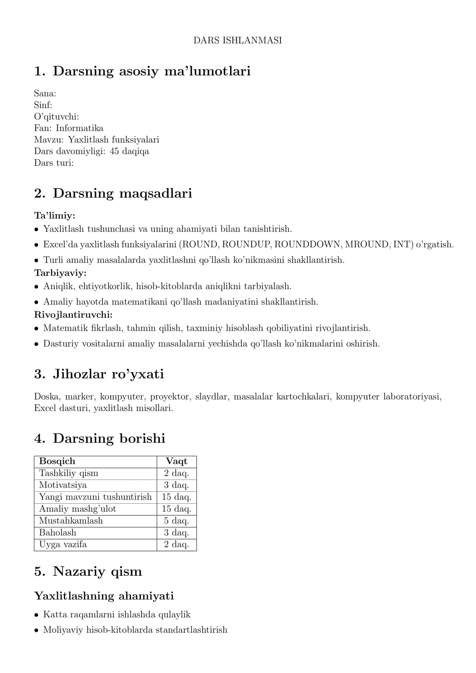 Yaxlitlash funksiyalari