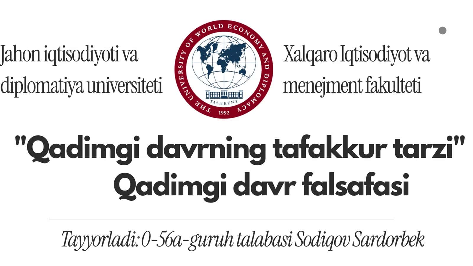 Qadimgi falsafa | Qadimgi davrning tafakkur tarzi