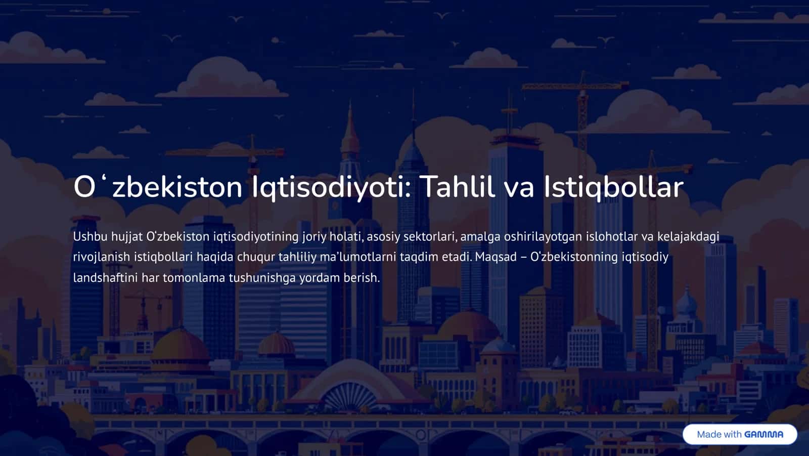O»zbekiston Iqtisodiyoti: Tahlil va Istiqbollar