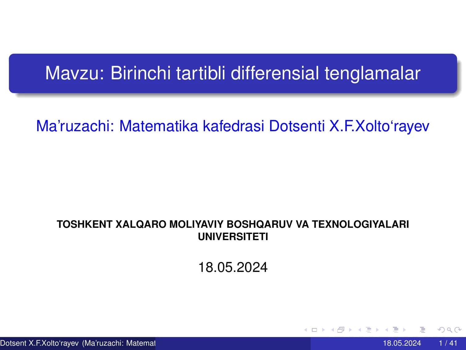 Birinchi tartibli differensial tenglamalar