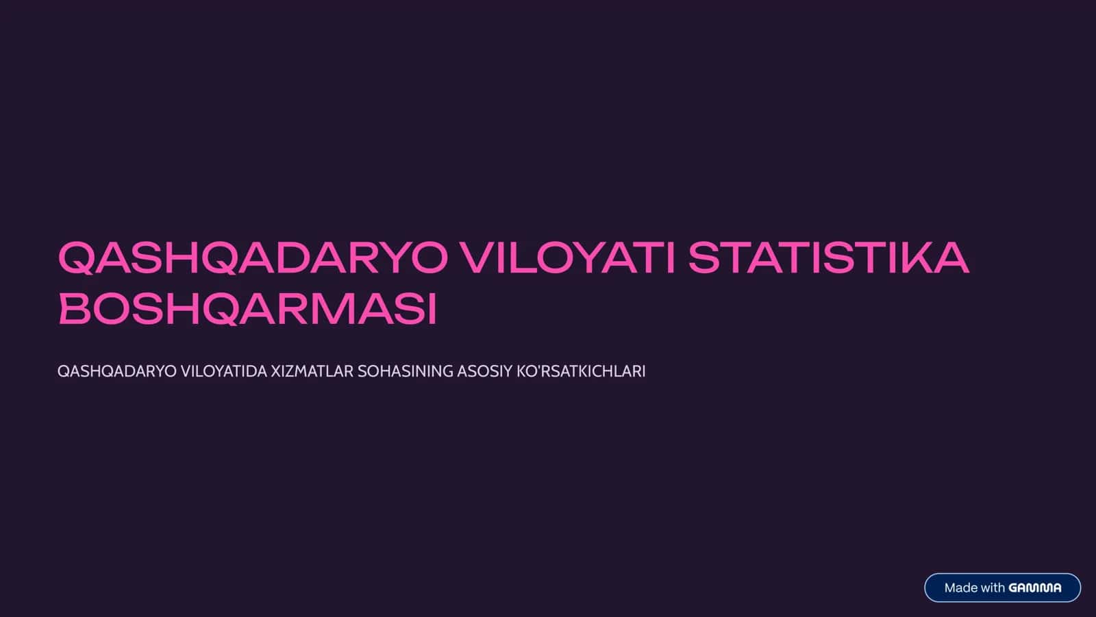 Xizmatlar sohasining ko'rsatkichlari